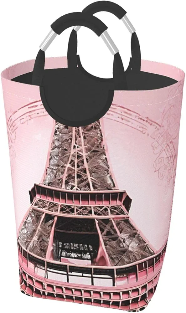 Laundry Basket Collapsible Clothes Hamper for Dirty Clothes, Laundry Bag with Handles Blanket Toys Storage Blanket, Dorm Room Essentials Accessories - Paris Eiffel Tower