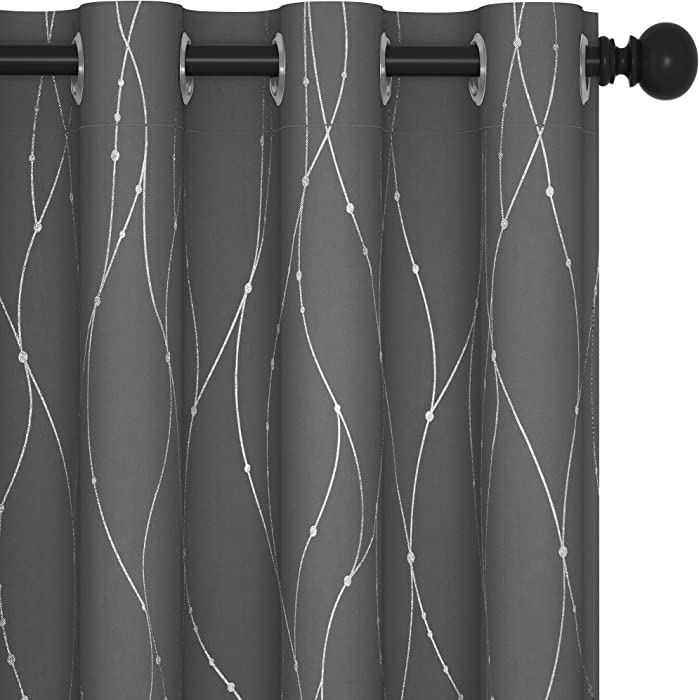 Deconovo Blackout Curtains 84 Inches Long, Thermal Insulated Curtains for Bedroom, 52 Inches Wide, Curtain Drapes for Living Room (52W x 84L Inch, Grey, 2 Panels)