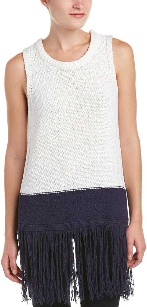 Women's S/l Crewneck Long Fringed Sweater Tank