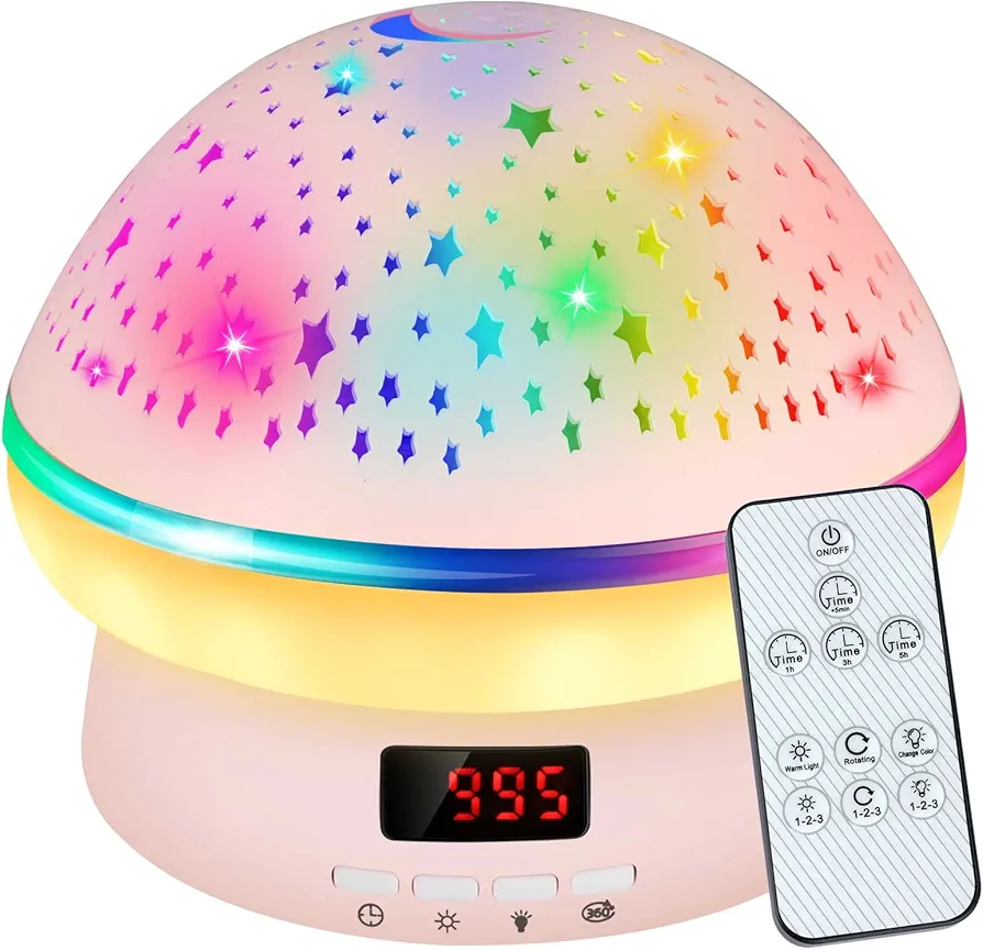 VAV Toys for 3-8 Year Old Girls, Timing Star Projector Night Light for Kids with Remote Control, Christmas Birthday Xmas Gifts for 3-10 Year Old Girls Boys, Pink Room Decor Ideal Toddler Girl Toys