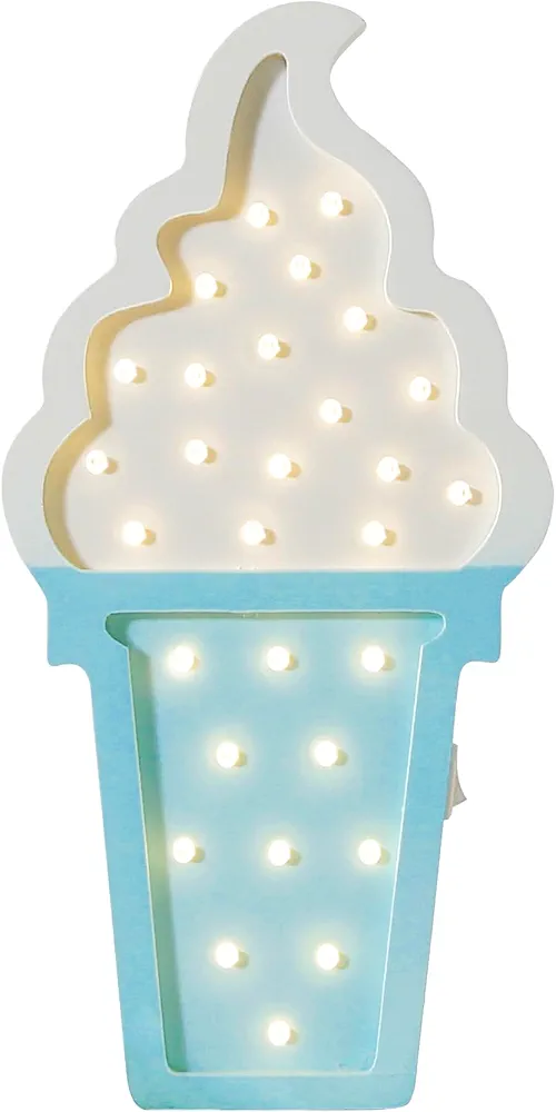 Ice cream Valentine Romance Atmosphere Light , Party Wedding Birthday Party Decoration Kids' Room Battery Operated LED Night Lights (Blue and White)