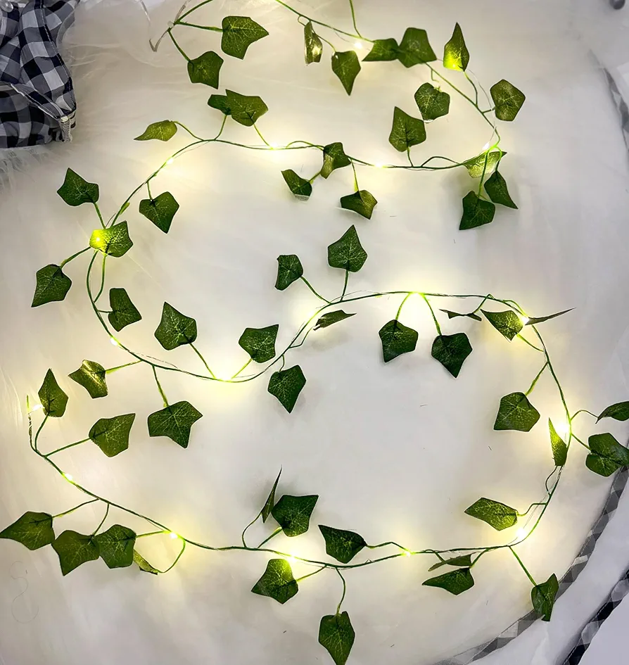 Vine String Lights, [1 Pack] Ivy Decor String Lights, Maple Leaf Garland Wreath Hanging lamp with 20 LED, Fairy Night Lights for Home,6.5 FT, Battery Powered, Room, Bedroom, Wall Decoration