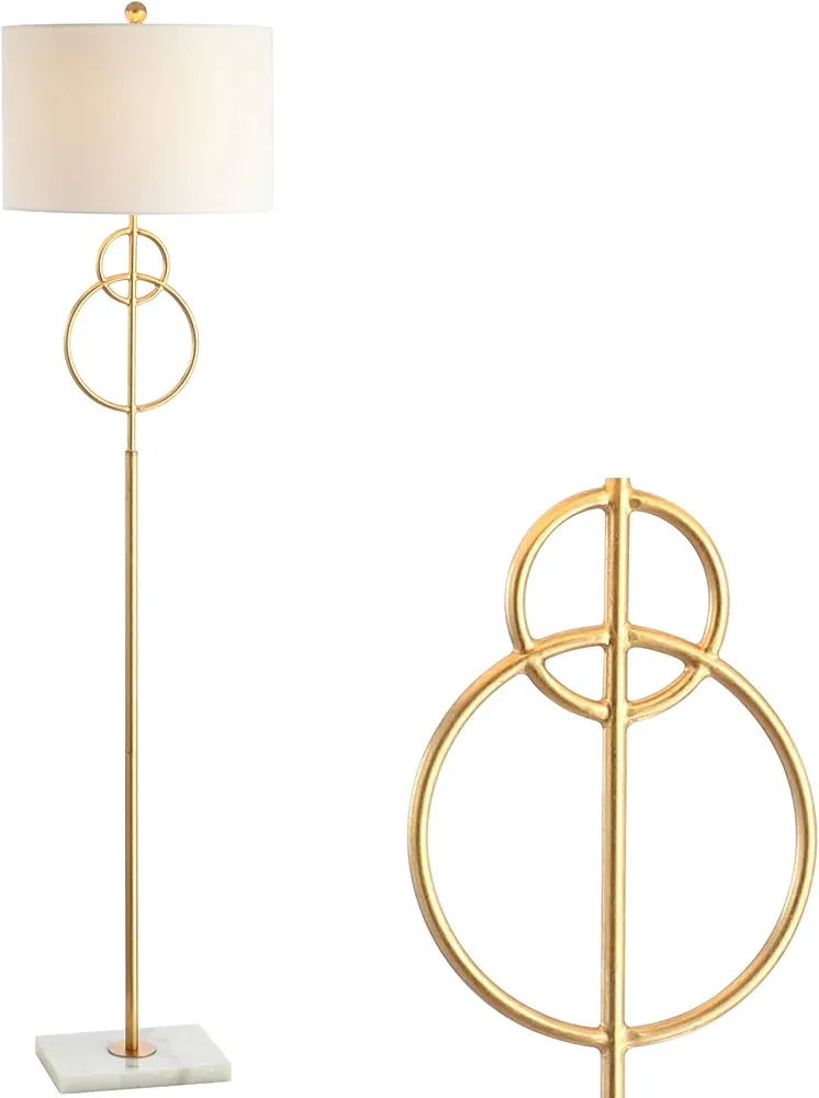 JONATHAN Y JYL1097A Haines 60" Modern Circle Marble/Metal LED Floor Lamp Classic,Glam,Transitional for Bedrooms, Living Room, Office, Reading, Gold