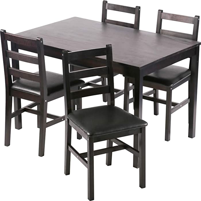 FDW Kitchen Table and Chairs for 4 Dining Room Table Set,Wood Elegant Kitchen Sets for Small Space,Dark Brown