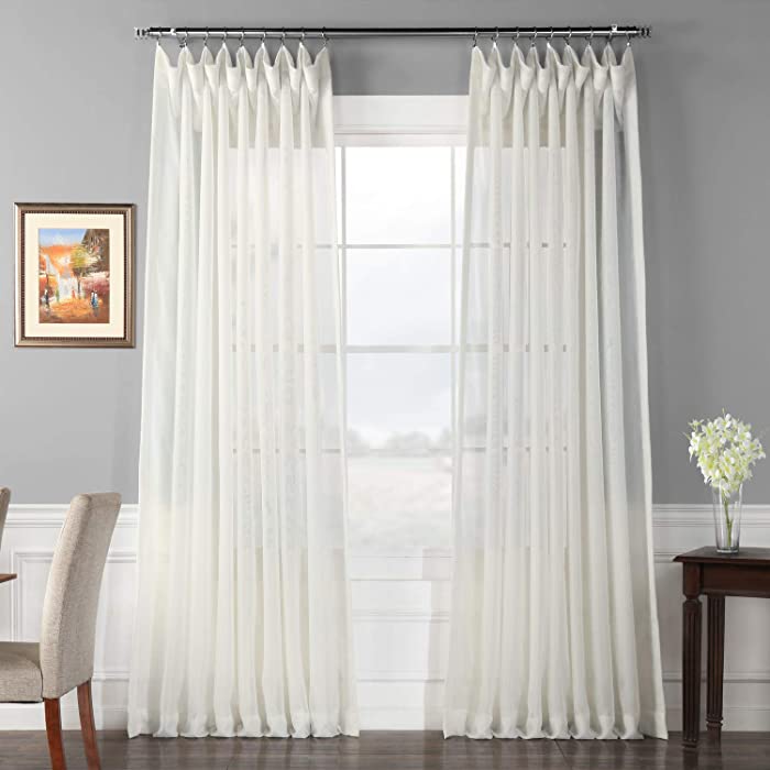 HPD Half Price Drapes SHCH-VOL3-84-DLDW Double Layered Extra Wide Sheer Curtain (1 Panel), 100 X 84, Off White