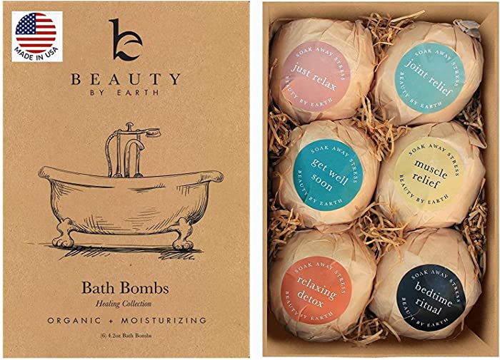 Bath Bombs Gift Set - 6 Relaxing Scents, USA Made Bath Bombs for Women & Men, Natural Bath Bombs for Kids Bath Bombs, Bath Bombs for Girls, Bathbomb Bath Sets for Women Gift Idea, Spa Gifts for Women