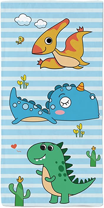 Dinosaur Beach Towel Dinosaur Bath Towel Dinosaur Pool Towel 30x59IN Kids Beach Towel Boy Beach Towel, 3 Dinosaurs Beach Towel , Microfiber Quick Drying Dinosaur Beach Towel,Colorful