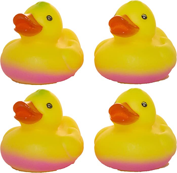 Set of Four 2 Inch Rubber Duckies"Watermelon"