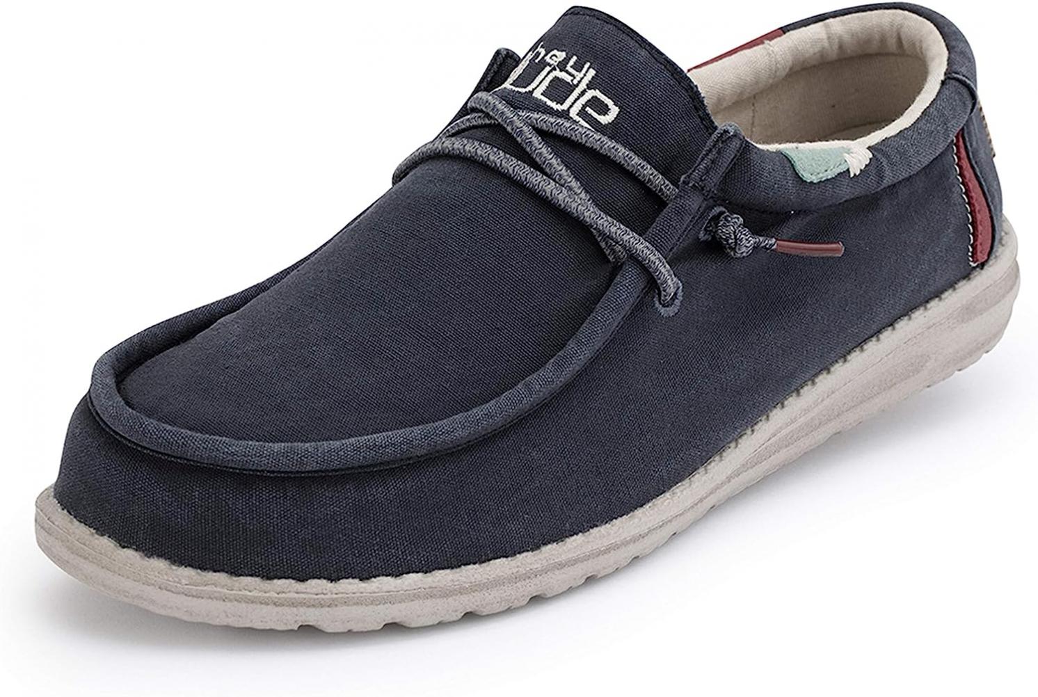 Hey Dude Men's Wally Washed Blue Space Size 7 | Men’s Shoes | Men's Lace Up Loafers | Comfortable & Light-Weight