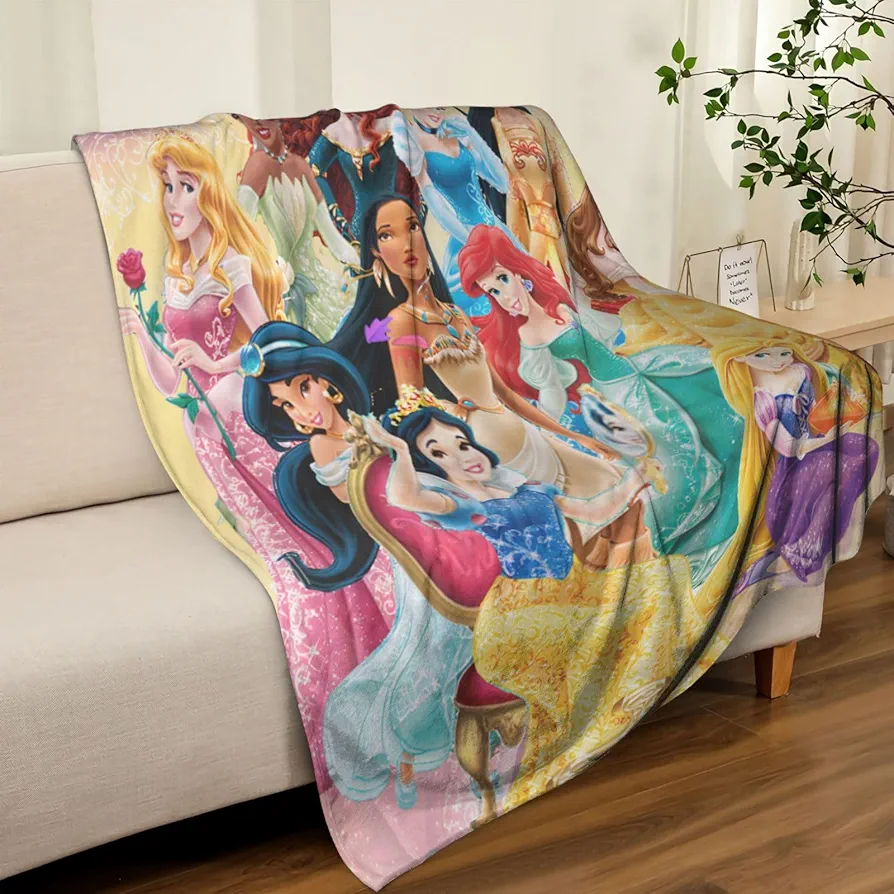 Cartoon Princess Series Blanket Super Soft Flannel Throws Blankets, Bedroom Decorations Warm Cozy All Season Blanket for Bedroom,Living Room,Sofa,Couch 50x40inch, Blck1, kojhdj151