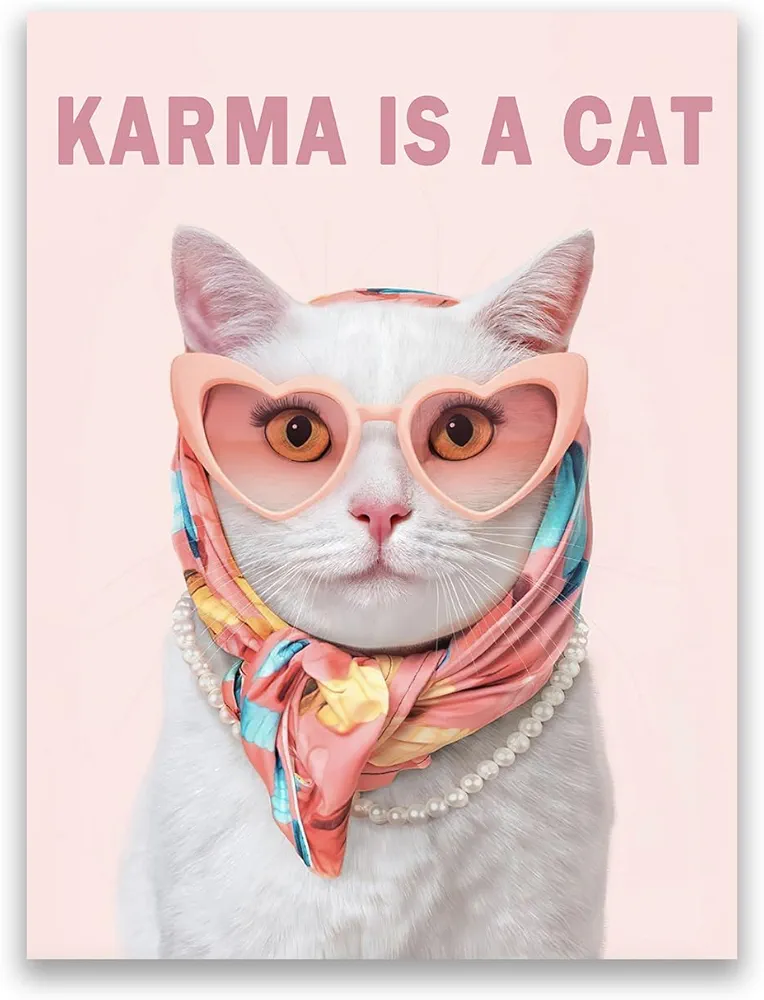 Generic Taylor Song Cover Wall Art Karma Is A Cat Album Poster Pink Room Aesthetic Music Album Posters for Fans Bedroom Wall Decor Unframed 12x16inch