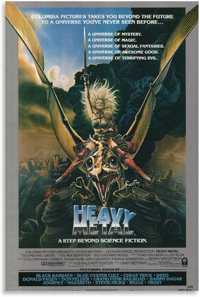 Heavy Metal Poster 1981 Movie Posters Aesthetic Vintage Wall Deco Canvas Wall Art Prints for Wall Decor Room Decor Bedroom Decor Gifts Posters 16x24inch(40x60cm) Unframe-style