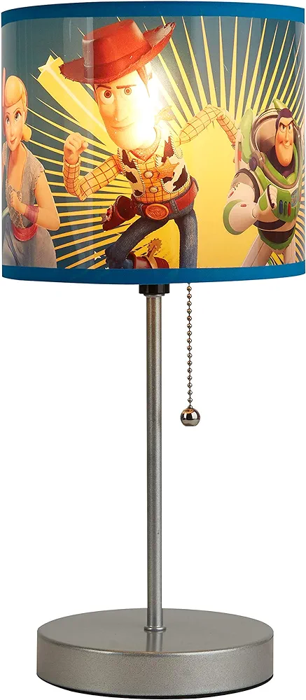 Idea Nuova Toy Story Stick Table Kids Lamp with Pull Chain,Metal, Themed Printed Decorative Shade