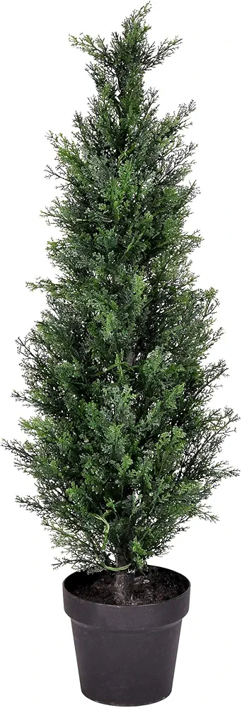 Vickerman 3' Everyday Artificial Cedar Tree - Potted Natural Green Cedar - UV Resistant Indoor Outdoor Home Office Patio Front Door Faux Decor - Reliable and Durable