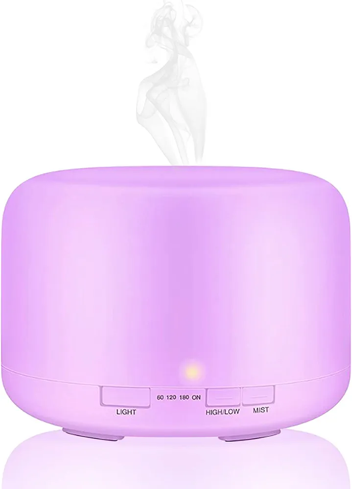 Ultrasonic Cool Mist Humidifier,Portable Small Humidifiers for Bedroom Home Office Travel Kids Baby Room,Aroma Essential Oil Diffuser 7 Color Night Light with High Low Mist Output,Timer,Auto Shut Off