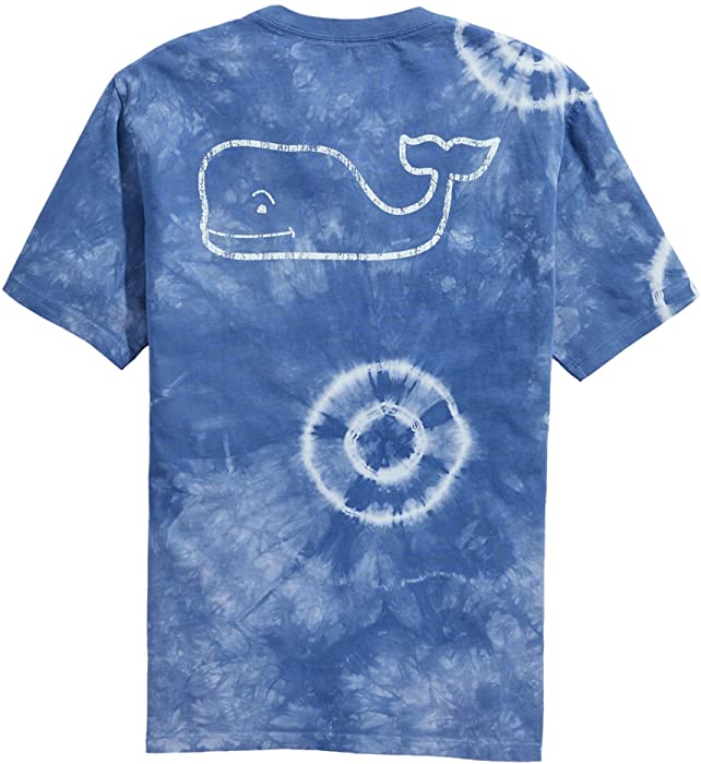 vineyard vines Men's Short Sleeve Bubble Tie Dye Vintage Whale Pocket T-Shirt