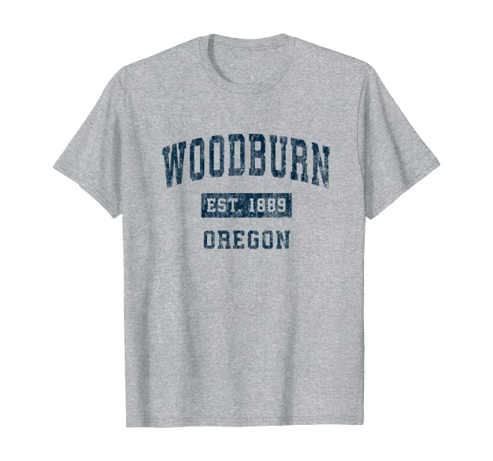 Woodburn Oregon OR Vintage Sports Design Navy Print T-Shirt