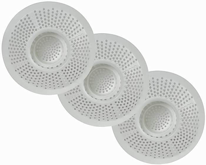 Hairstopper HS3-AMZ Evriholder Plastic Bathtub Drain Protector for Bathtubs & Showers, Pack of 3, White, 3 Count