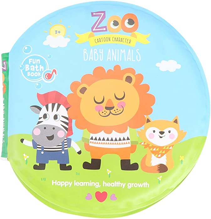 Baby Bath Book Toddlers Sound Book Toy Waterproof Bath Time Bathtub Book Nontoxic Soft Floating Book(Zoo)