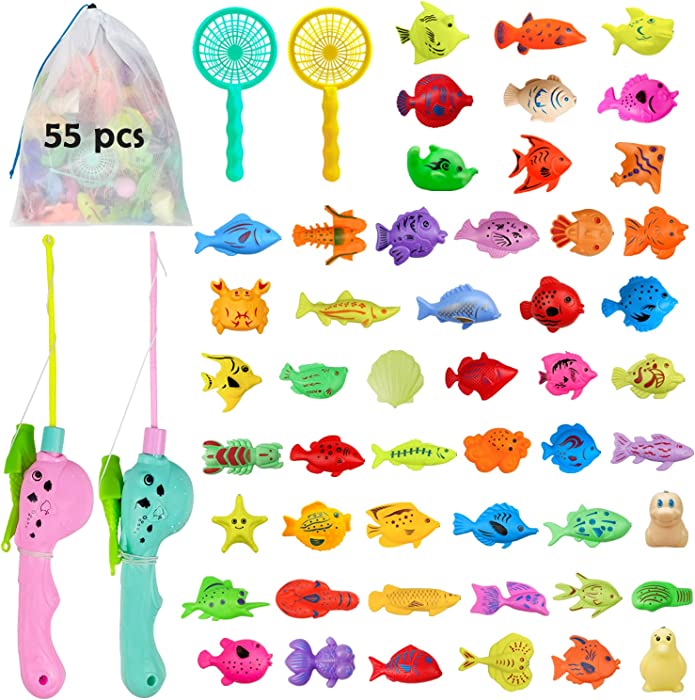 Leesgel Fishing Pool Toys for Kids, Kids Bath Toys Magnet Fishing Games, Bathtub Toys for Toddler, Pool Fishing Game, Water Toy for Kids, Outdoor Toys for Kids Ages 3 4 5 6 Years