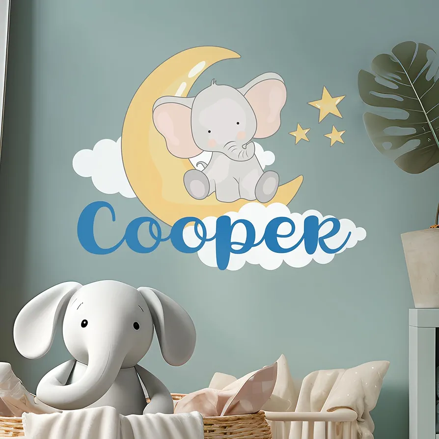 Personalized Name Elephant Family Decals I Baby Girl Nursery Decor I Elephant Decor Baby Shower I Pink Elephant Wall Decor for Girls Room I Baby Room Decor I Multiple Size & Color Options