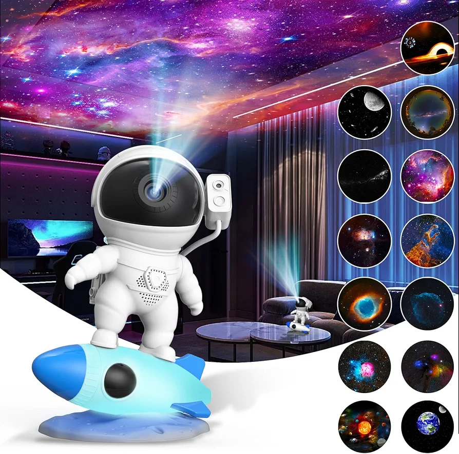 Astronaut Galaxy Projector, 13 in 1 Planetarium Star Projector Realistic Starry Sky LED Night Light with Solar System Nebula Moon for Kids Adults Bedroom Ceiling Home Theater Living Room Decor