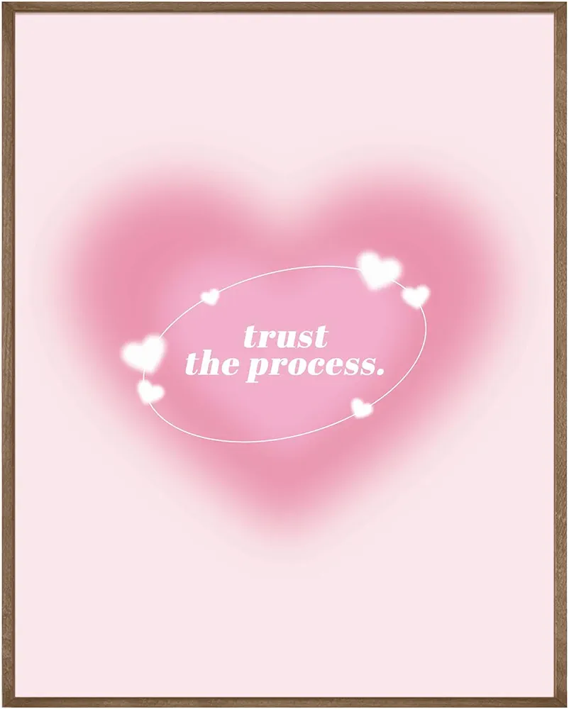 KEUSPI Trust the Process Pink Aura Poster Wall Art Prints, Trendy Retro Y2K Preppy Canvas Wall Art, Y2K Room Decor, Preppy Room Decor Aesthetic, Preppy Dorm Decor, Pink Wall Decor, 8x10 Inch Unframed