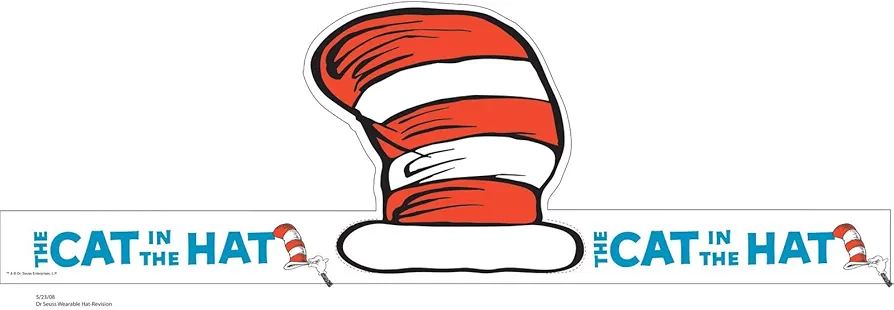 Eureka Dr. Seuss Back to School Cat In The Hat Adjustable Classroom Party Hat, 32 pcs