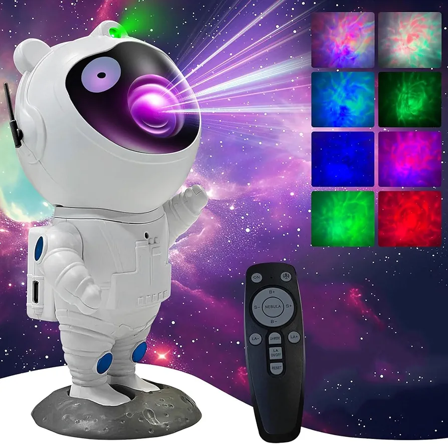 Astronaut Galaxy Projector Space Star Projector Night Light,360° Adjustable Cute Panda Spaceman Galaxy Projector Lights Starry Nebula Ceiling LED Lamp for Bedroom Home Kids Room Decor Aesthetic