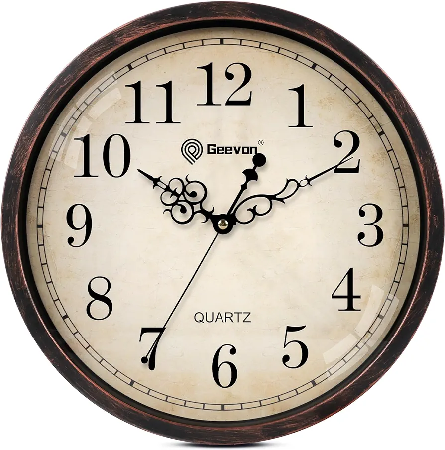 Geevon Vintage 14" Silent Wall Clock Non Ticking Analog Wall Clock Quartz Decorative Battery Operated Wall Clock for Bedroom/Living Room/Kitchen/Office Decor