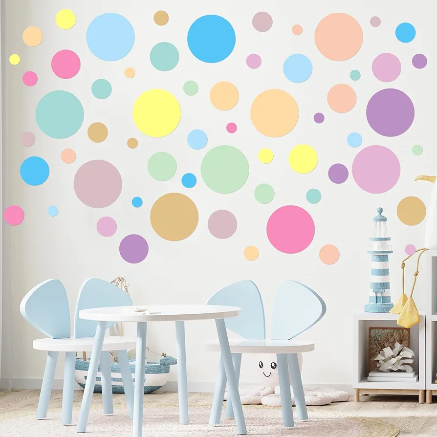 Zonon 264 Pieces Polka Dots Wall Sticker Circle Wall Decal for Kids Bedroom Living Room, Classroom, Playroom Decor Removable Vinyl Wall Stickers Dots Wall Decals(12 Candy Colors)