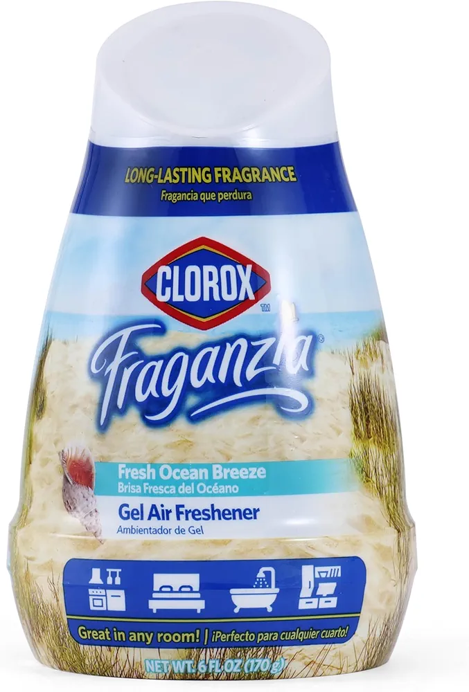 Clorox Fraganzia Gel Air Freshener Cone in Fresh Ocean Breeze, 6oz | No-Plug, Battery-Free Air Freshener for Small Rooms, Closets, Kitchens, Bathrooms, Offices and More