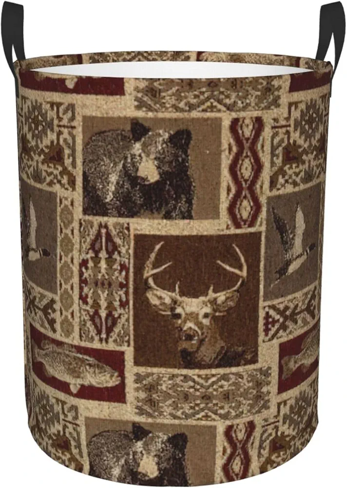 Moose Bear Deer Oxford Cloth Laundry Basket,Conveniently Sized For Kitchen,Living Room,Bathroom,And More