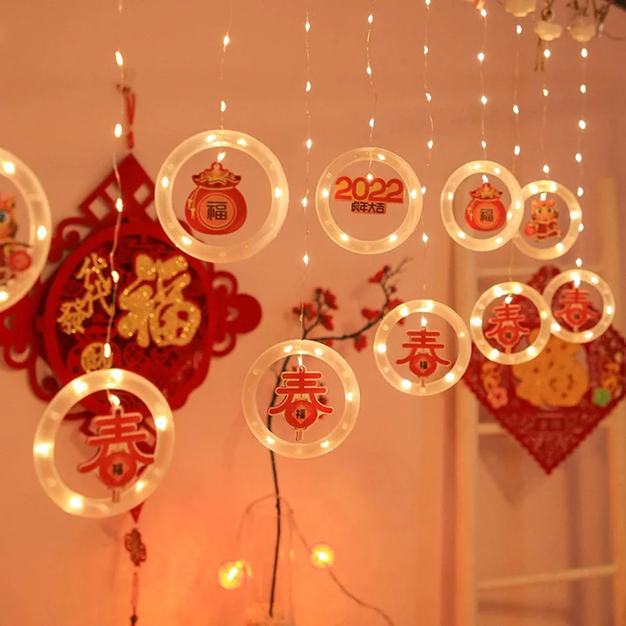 NA Christmas String Light Santa Claus Cartoon Shape Curtain Light LED Colored lamp Room Show Window Decoration