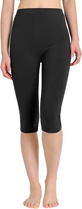 Weintee Women's High Waisted Cotton Capri Leggings