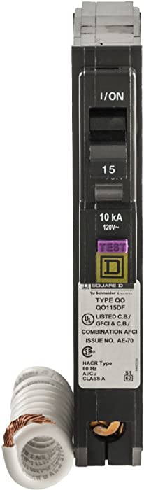 Square D - QO115DFC 15 Amp Single-Pole Dual Function (CAFCI and GFCI) Circuit Breaker