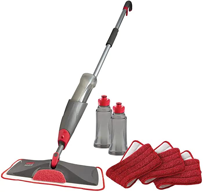 Rubbermaid Reveal Spray Microfiber Floor Mop Cleaning Kit for Laminate & Hardwood Floors, Spray Mop with Reusable Washable Pads, Commercial Mop