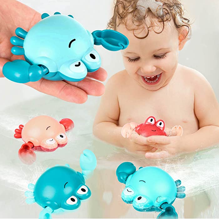 Bath Toys, 4 Pcs Wind-up Swimming bathtub crab toy Baby Toys for 3-6 Year Old Boy Toddler toys Gifts Toys - Pool for Toddlers Multi-Colors sensory toys for toddlers 3-6