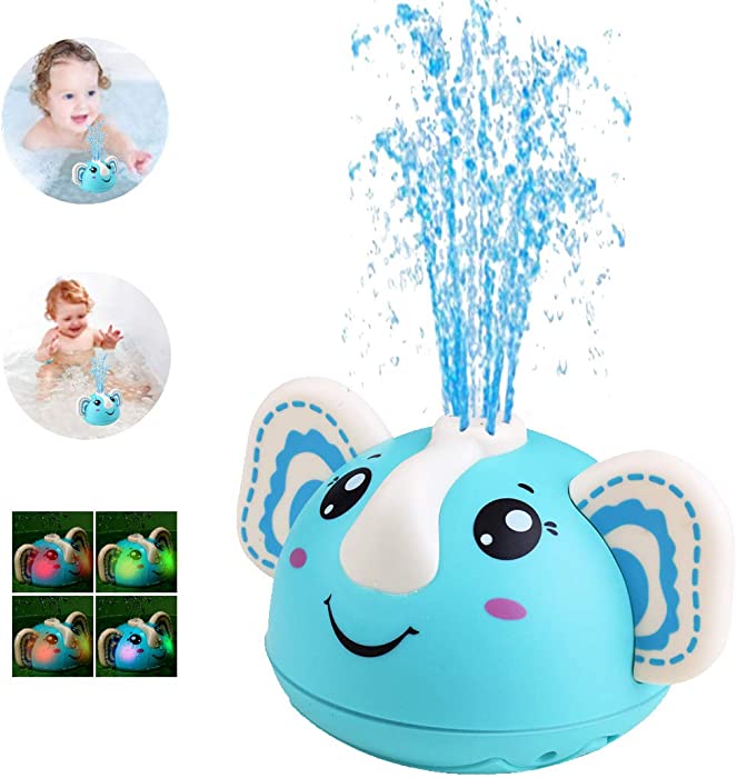 CHENYU Baby Bath Toys,Bath Toys,Baby Shower Toys,Elephant Automatic Water Spray Bath Toys with LED Lights, Induction Sprinkler Bathtub Children's Toys Boys and Girls, Baby Toys Bathtub Toys(Blue)