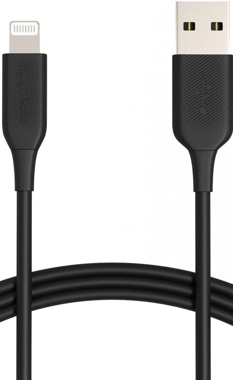 Amazon Basics ABS USB-A to Lightning Cable Cord, MFi Certified Charger for Apple iPhone, iPad, Black, 6-Ft