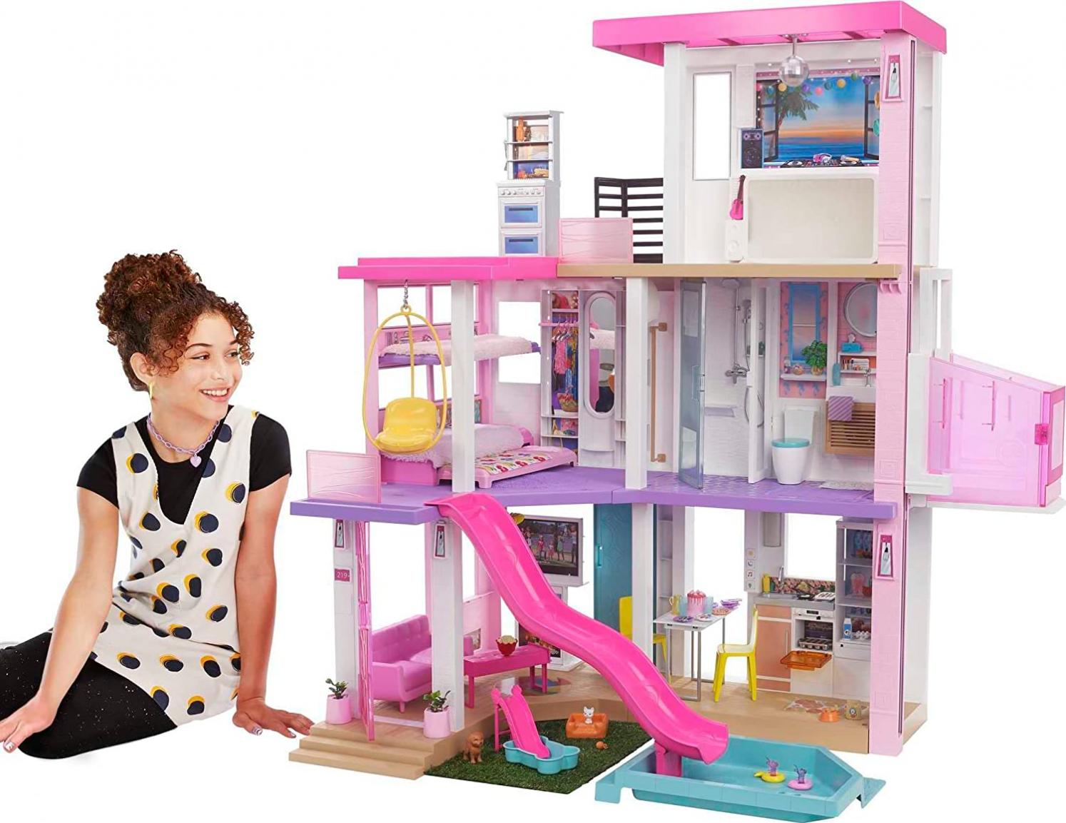 Barbie Dreamhouse Doll House Playset Barbie House with 75+ Accesssories Wheelchair Accessible Elevator Pool, Slide and Furniture