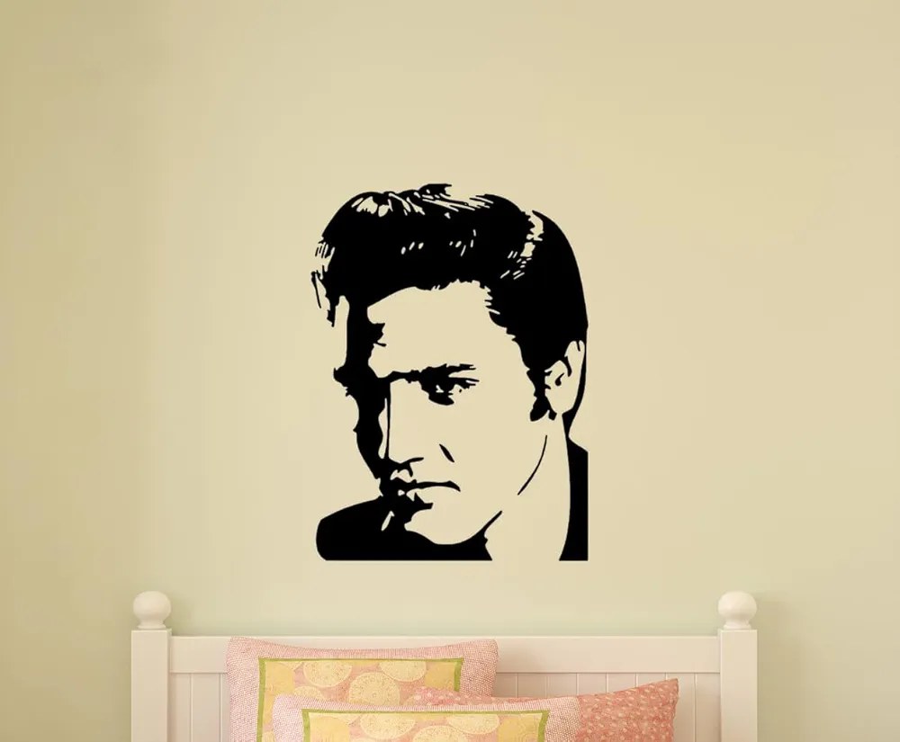 Elvis Wall Decal, Elvis The King Wall Sticker, Music Room Vinyl Decor, Elvis decal, Rock & Roll, Music Art Mural, Music City, Elvis Presley Print 112 (10 inches wide X 13 inches tall)