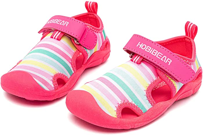 HOBIBEAR Boys Girls Water Shoes Quick Dry Closed-Toe Aquatic Sport Sandals Toddler/Little Kid