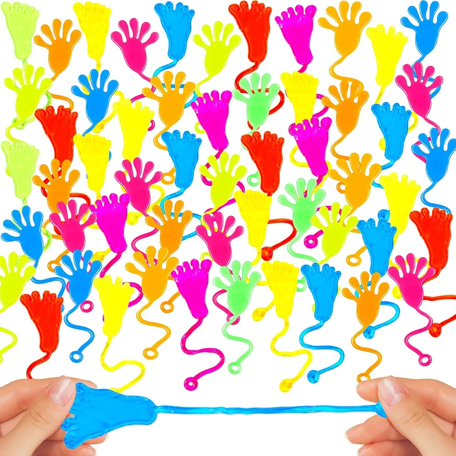 200 Pcs Sticky Hands and Feet Sticky Hands Bulk Birthday Party Favors Goodie Bag Stuffer Fillers for Boys Girls Mini Stretchy Sticky Toys for Classroom Treasure Box Treats Prizes Toys