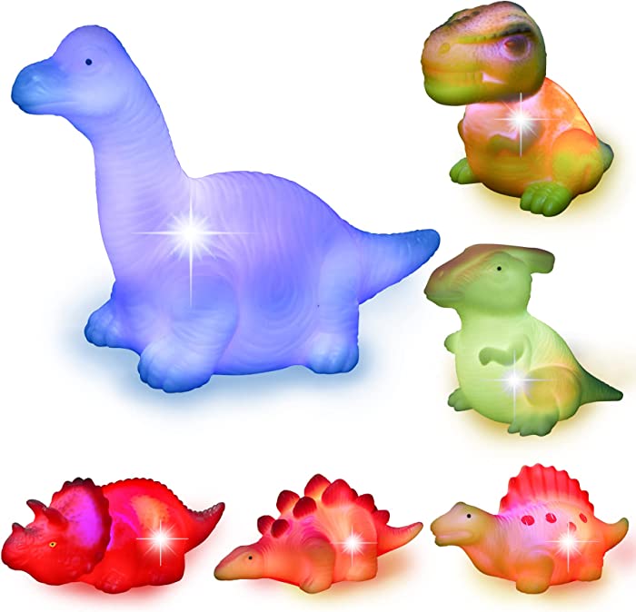 ﻿Light Up Dinosaur Bath Toys Glow Dino Bath Toys Pool Bath Toys Light Up Bath Toys Toddla Bath Toys Led Baby Boy Girl Chidrens Toys Christmas Birthday Easter