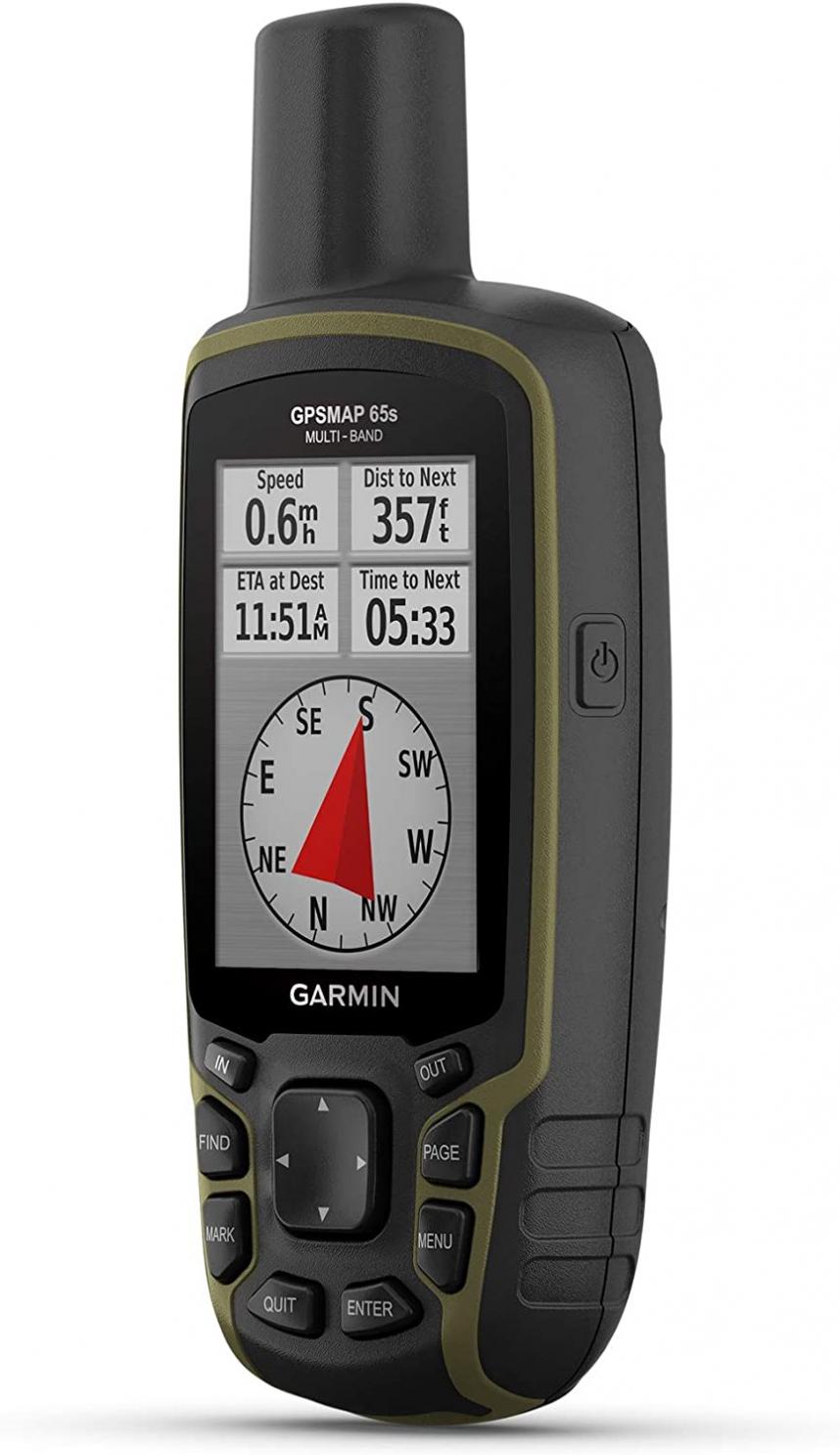 Garmin GPSMAP 65s, Button-Operated Handheld with Altimeter and Compass, Expanded Satellite Support, Multi-Band Technology and 2.6" Colour Display