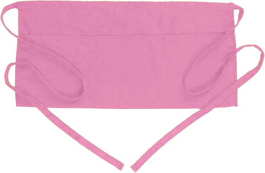 Pink Waitress Apron for Women with 3 Pockets - Durable Server Aprons for Restaurant Waterproof Oilproof