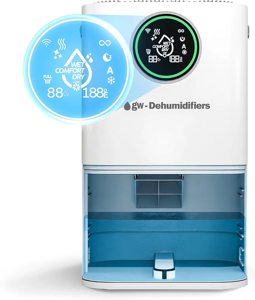 Dehumidifier for Bedroom 68OZ -Sleep Mode & Humidity Indicator (850 sq.ft)– Dual Peltier Dehumidifier for Home –Auto Defrost & 3 Working Modes -Energy Saving Small Dehumidifier for Bathroom, RV,Garage