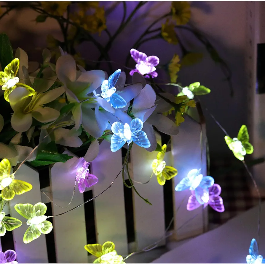 Butterfly String Lights,Twinkle Lights 8 Lighting Mode Waterproof 21.1ft 40 LED USB Plug in with Remote Control for Home Indoor Outdoor Garden Holiday Parties Patio Plants Shelf Decor