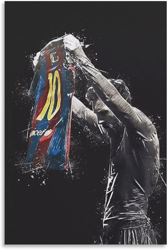 Black And White Poster Messi Football Superstar No. 10 Football Wall Print Modern Canvas Art Canvas Painting Posters And Prints Wall Art Pictures for Living Room Bedroom Decor 24x36inch(60x90cm) Unfr